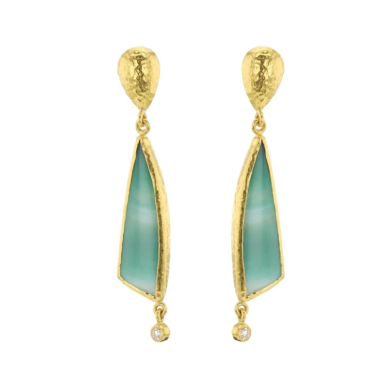 Drop Earrings for Party Look -Drop earrings with diamond-shaped accents for a modern touch -Opal Wood Drop Earrings