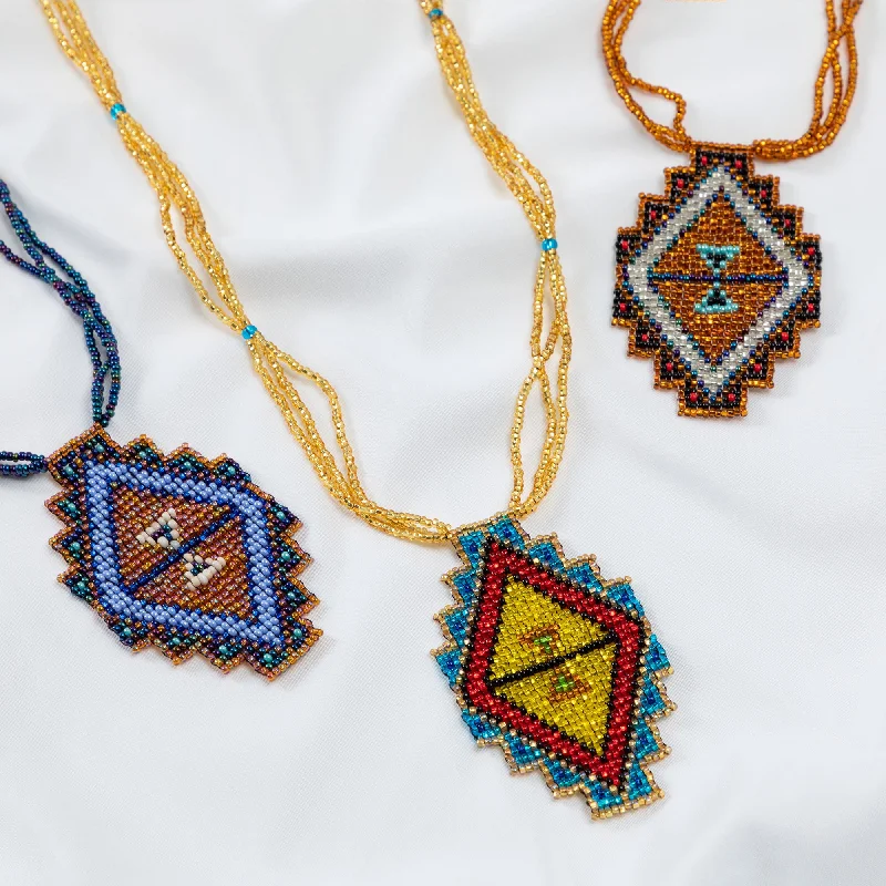 Stunning necklaces and pendants with chakra stones for healing and balance-Mayan Pyramid Beaded Pendant Necklace