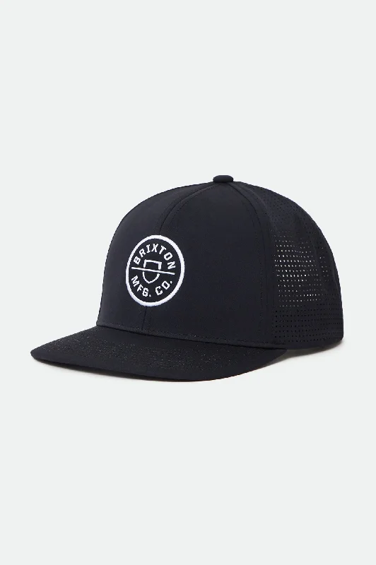 Sports fan cap with bold team colors -Crest Netplus Utility Snapback - Black