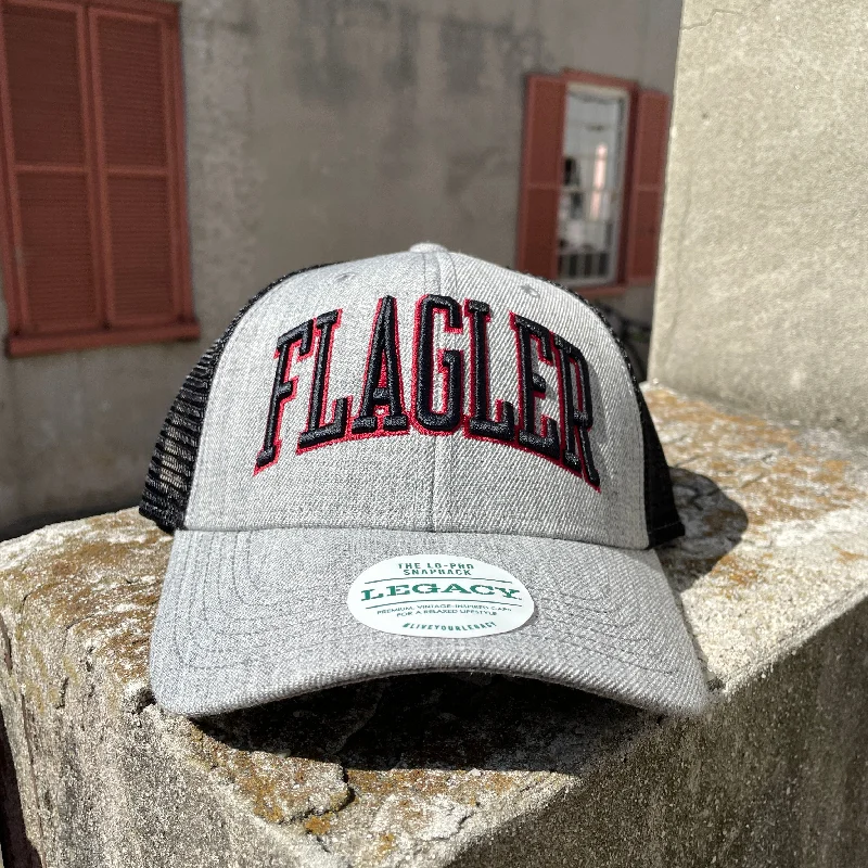 Classic cap with simple logo embroidery -Flagler Gray Lo-Pro Trucker Snapback