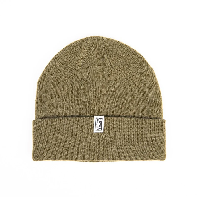 Durable dad cap for relaxed weekend outings -Knit Hat Logo Tag Tight Knit Olive