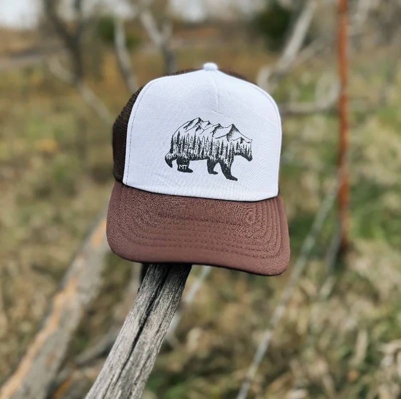 Classic cap with curved bill silhouette -Montana Bear Foam Trucker Hat