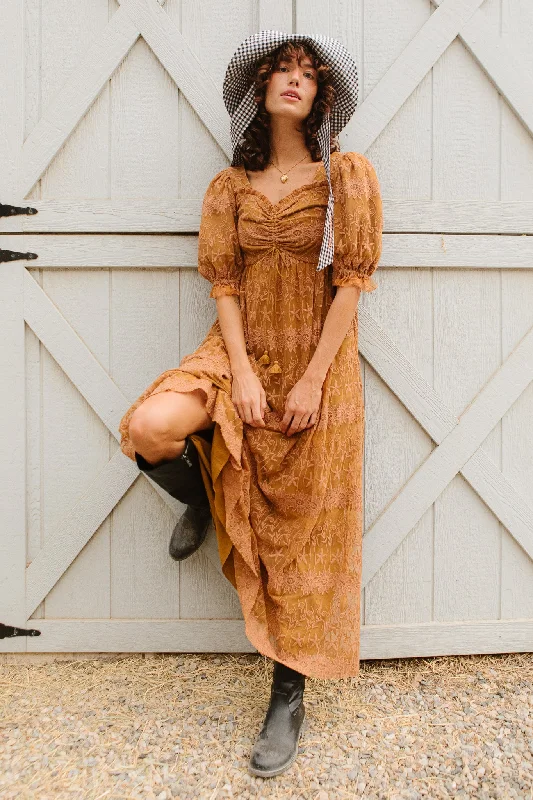 Plus size dresses featuring lace details feel romantic -Honey Dress in Brown Lace - FINAL SALE