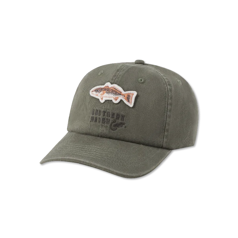 Trucker mesh cap for ventilated cool wear -Washed Hat - Redfish Patch