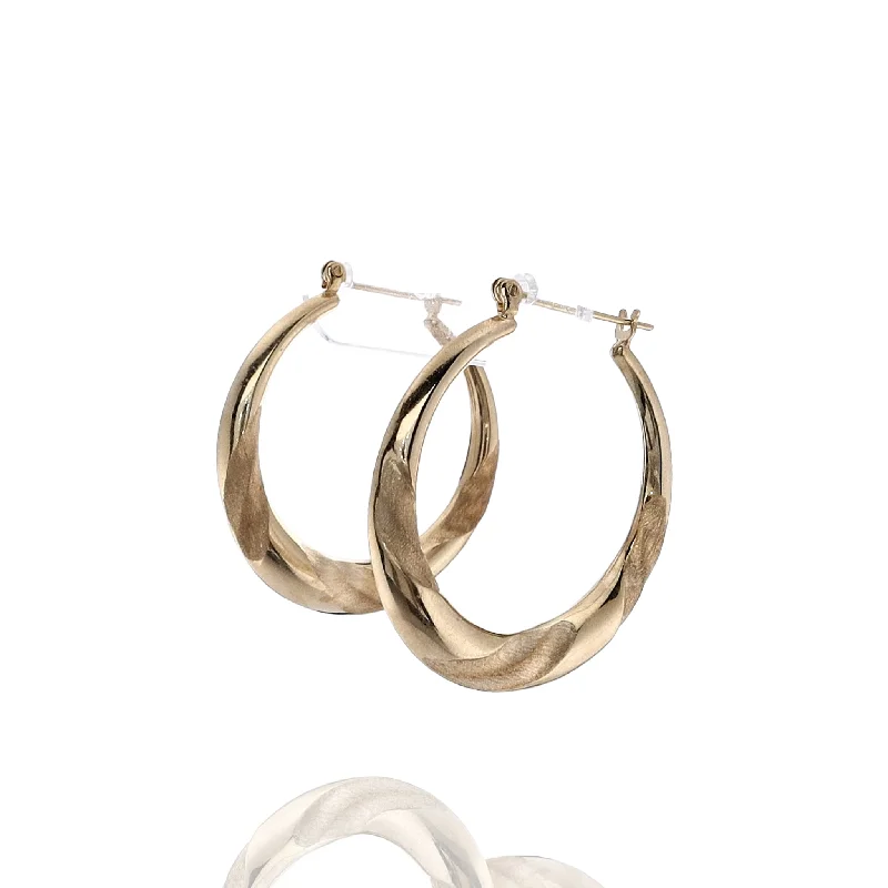 African Drop Earrings with Culture -Multi-layered drop earrings for a trendy style -Estate 14k Yellow Gold Tapered Polished Florentine Sections Hoop Earrings