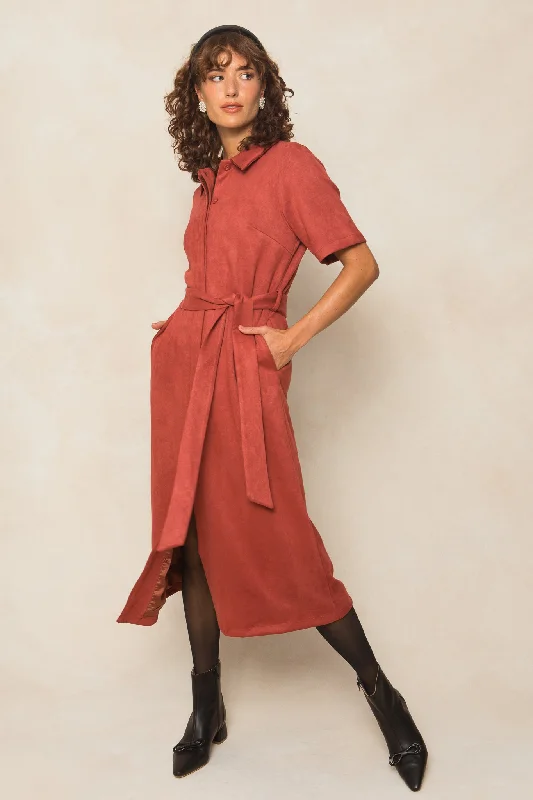 Plus size dresses featuring earthy tones are grounding -Rory Suede Dress - FINAL SALE