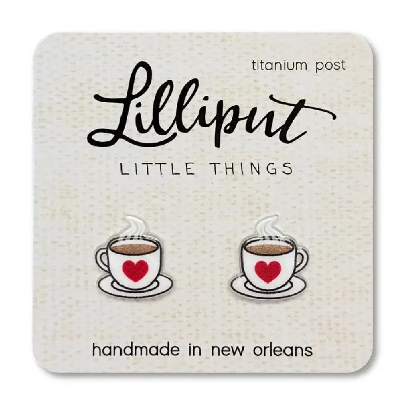 Drop Earrings with Star Motifs -Drop earrings with silver finishes for casual elegance -Lilliput Little Things Coffee Cup Earrings