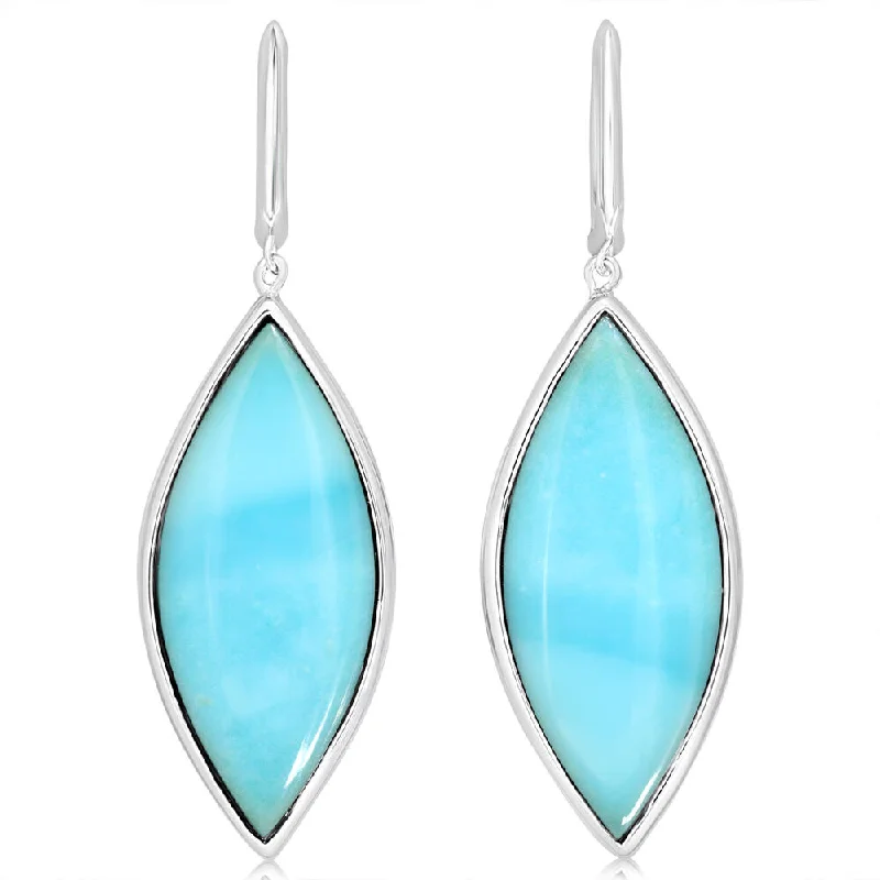 Hypoallergenic Drop Earrings for Sensitive -Simple drop earrings with smooth finishes -Sterling Silver Cabachon Blue Chrysocolla Opal Earrings