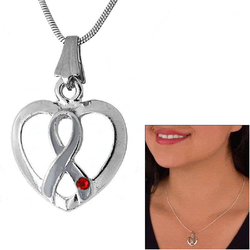 Necklaces and pendants with abstract shapes for a modern, creative appearance-Diabetes Ribbon & Heart Necklace!