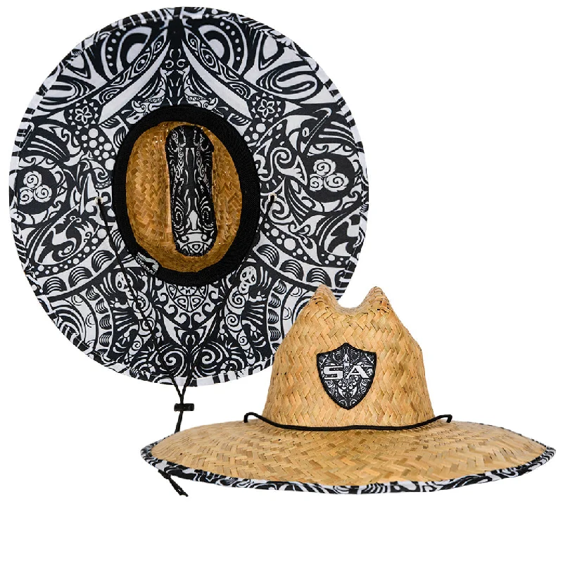 Neon graphic cap for eye-catching night runs -Under Brim Straw Hat | Polynesian Tribal 2.0