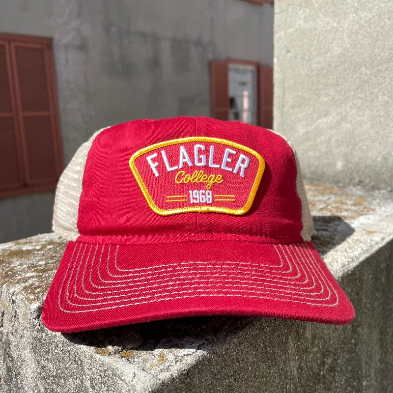 Retro cap with faded wash finish -Patch Crimson Trucker Hat