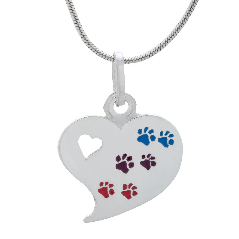 Best necklaces and pendants with intricate filigree for vintage-inspired elegance-Paw Palette Sterling Heart Necklace