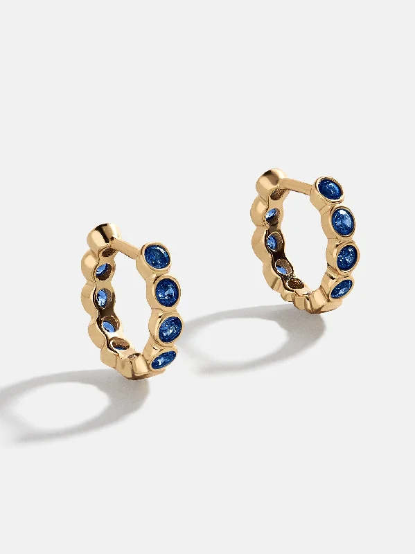 Floral Drop Earrings with Petals -Gold-plated drop earrings for affordable luxury -Jessica 18K Gold Birthstone Earrings - Sapphire