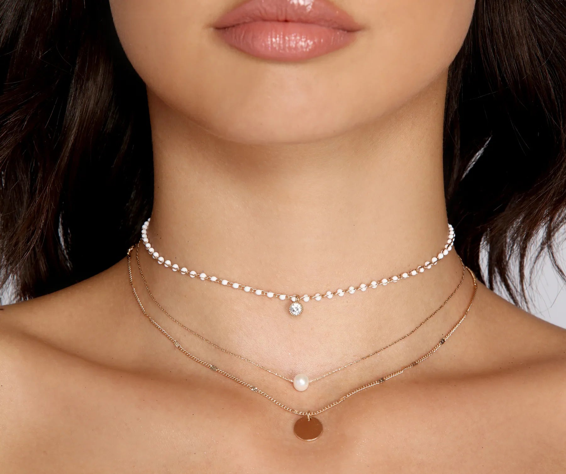 Necklaces and pendants with clear quartz for a pure and radiant look-Layered In Pearls Choker Set