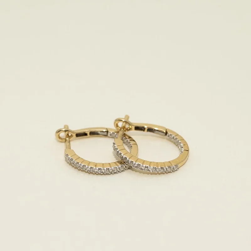 Drop Earrings for Gym Workout -Drop earrings with mixed metals for a unique contrast -Diamond Inside Out Hoop Earrings in 14kt Yellow Gold (1/4ct tw)