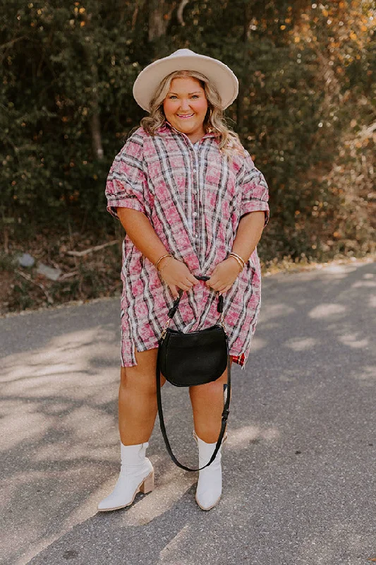 Affordable plus size dresses for casual days stay chic -Pumpkin Patch Dreaming Plaid Mini Dress Curves