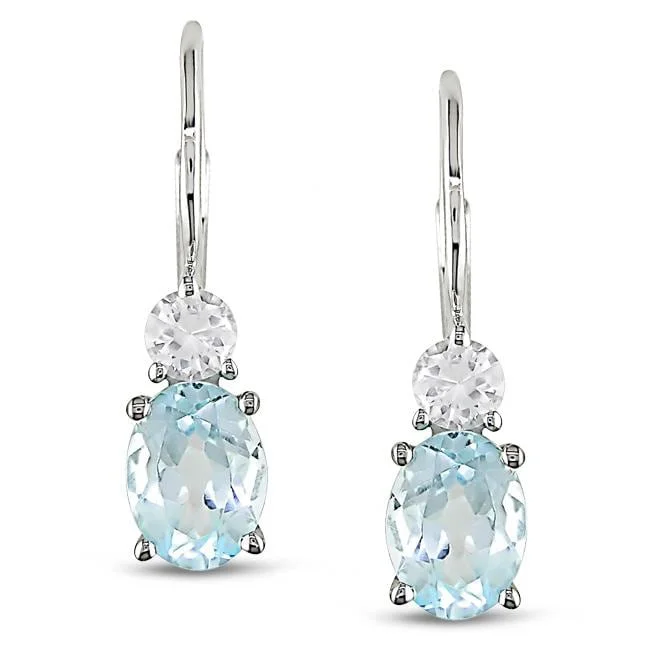 Drop Earrings with Keyhole Designs -Drop earrings with amethyst stones for a touch of color -Miadora Sterling Silver Blue Topaz and Created White Sapphire Earrings