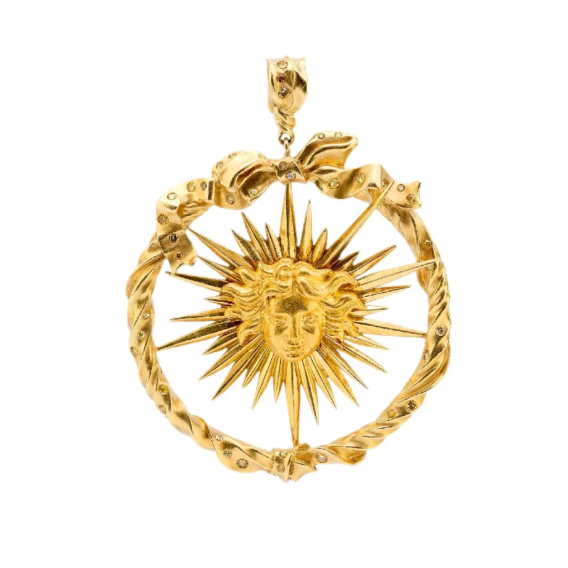 Best necklaces and pendants with gemstone clusters for a bold and colorful effect-Julius Cohen fancy yellow diamond 18k gold sun pendant