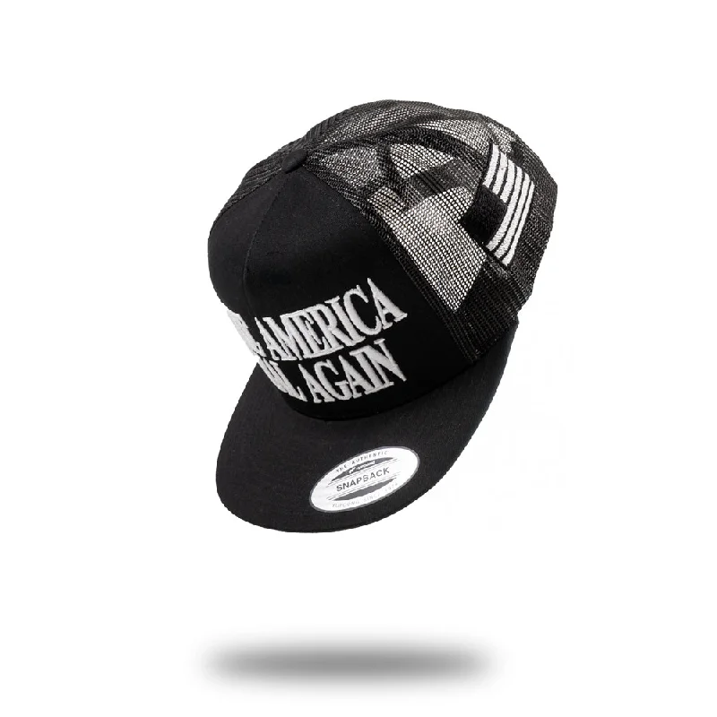 Durable canvas cap for rugged outdoor use -DARK Make American Real Again Five-Panel Mesh Trucker Snapback Hat [BLACK] LIMITED EDITION