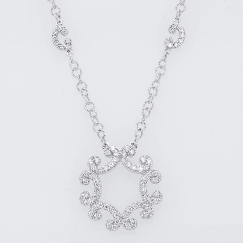 Unique necklaces and pendants with custom birthstone arrangements for personalization-Charriol Cignature Snowflake 18k White Gold Diamond Necklace 0.80ctw G VS2 18"