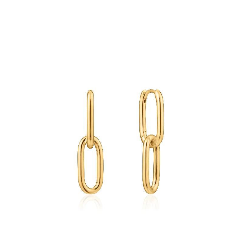 Push Back Drop Earrings for Convenience -Simple drop earrings with a single stone -CABLE LINK EARRINGS