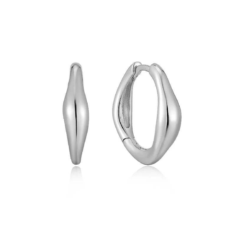 Drop Earrings with Wave Designs -Drop earrings with delicate chains for added movement -Wave Huggie Hoop Earrings