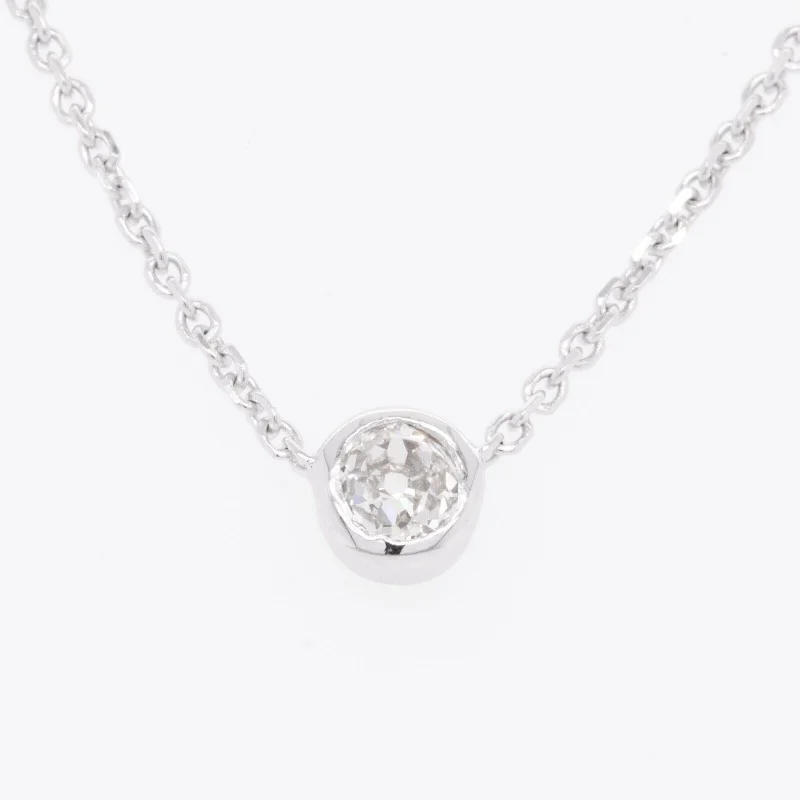 Unique necklaces and pendants with vintage-inspired designs for timeless appeal-14k White Gold Old Mine Diamond Bezel Set Pendant Necklace 0.30ct I SI1 15"