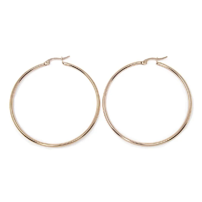 Adjustable Drop Earrings for Custom Fit -Unique drop earrings with abstract designs -Stainless Steel 50MM Hoop Earrings Rose Gold Plated