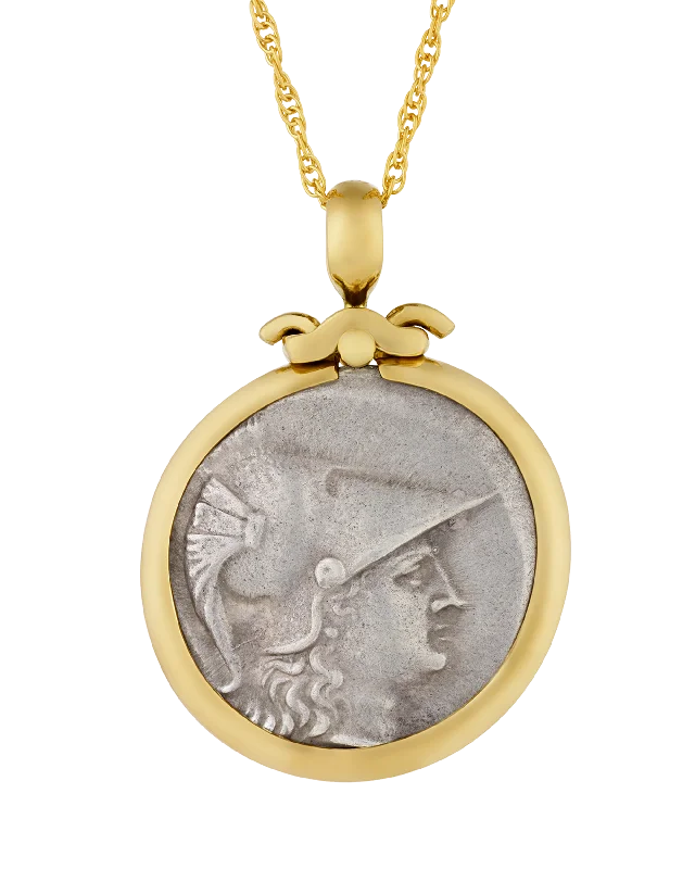 Best necklaces and pendants with cubic zirconia for a budget-friendly dazzling effect-Ancient Greek Athena and Nike Coin Pendant