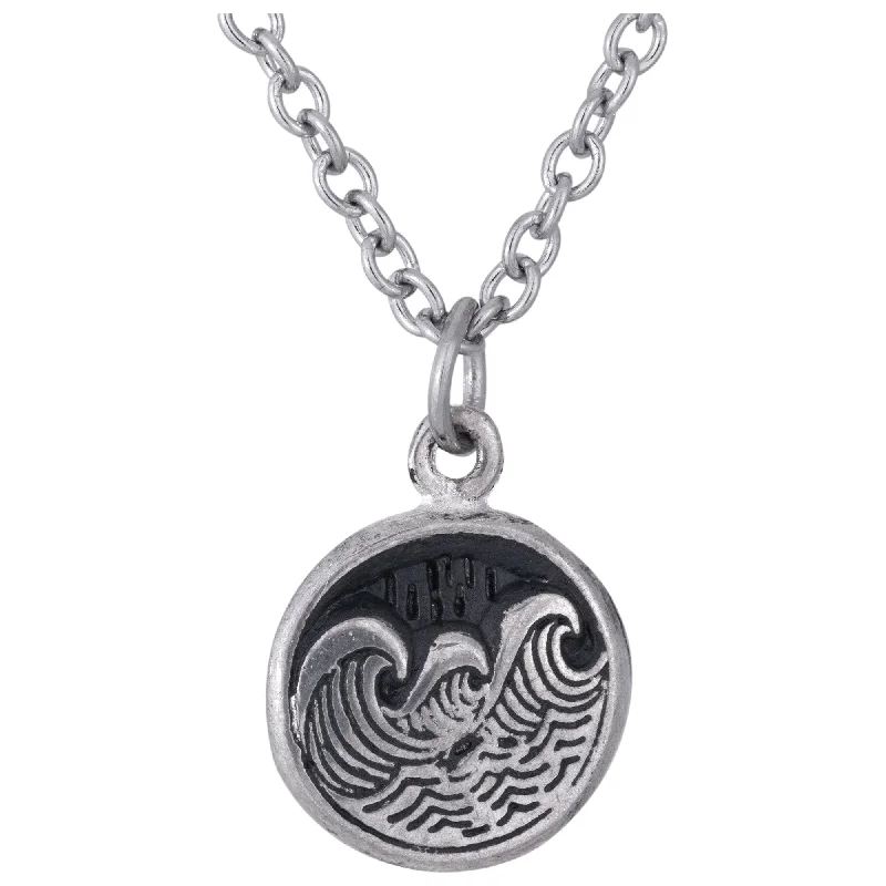 Necklaces and pendants with geometric pendants for a clean, contemporary design-Waves Pewter Necklace