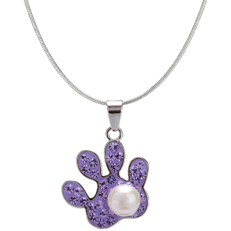 Best necklaces and pendants with black diamonds for an edgy, bold statement-Purple Paw & Pearl Sterling Necklace