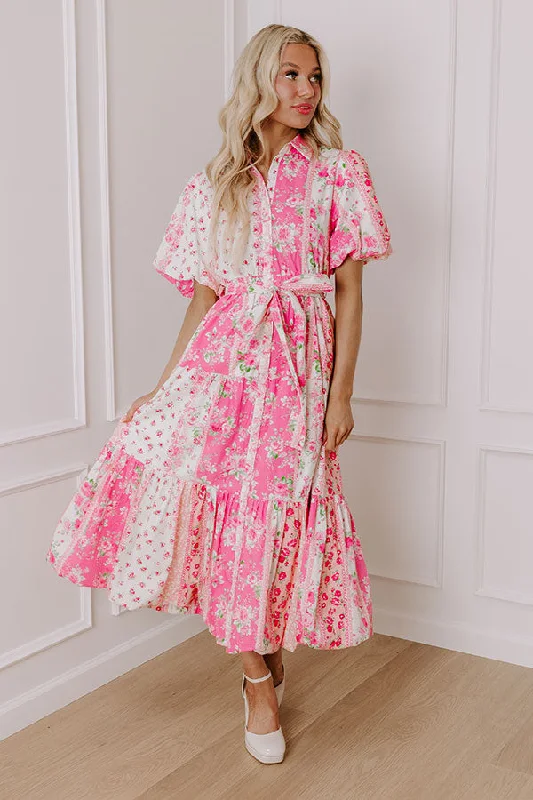 Plus size dresses with muted tones blend well -Love-Struck Floral Midi in Pink