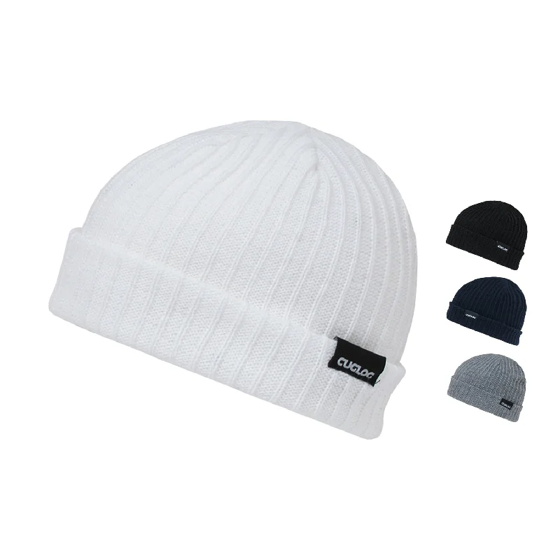 Denim dad cap for effortless casual charm -Cuglog K015 Cuffed Cable Ribbed Double Knit Beanies Hats Winter Sailor Ski Caps