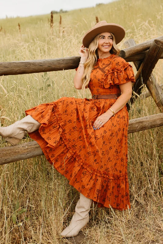 Plus size dresses for bridal parties glow elegantly -Shae Dress in Burnt Orange - FINAL SALE