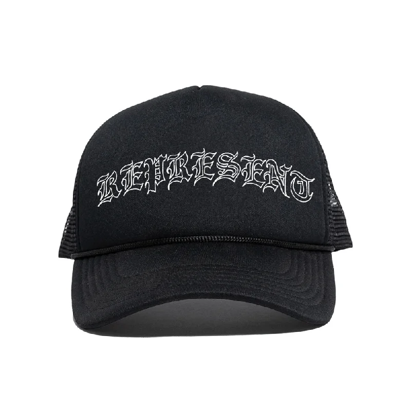 Lightweight cap for summer hiking trails -Samurai AI Foam Mesh-Back Retro Trucker Hat [BLACK]