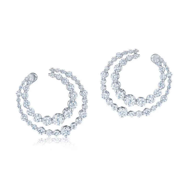 Diamond Drop Earrings for Luxury -Elegant drop earrings for formal events -Two Row Earrings with Diamonds