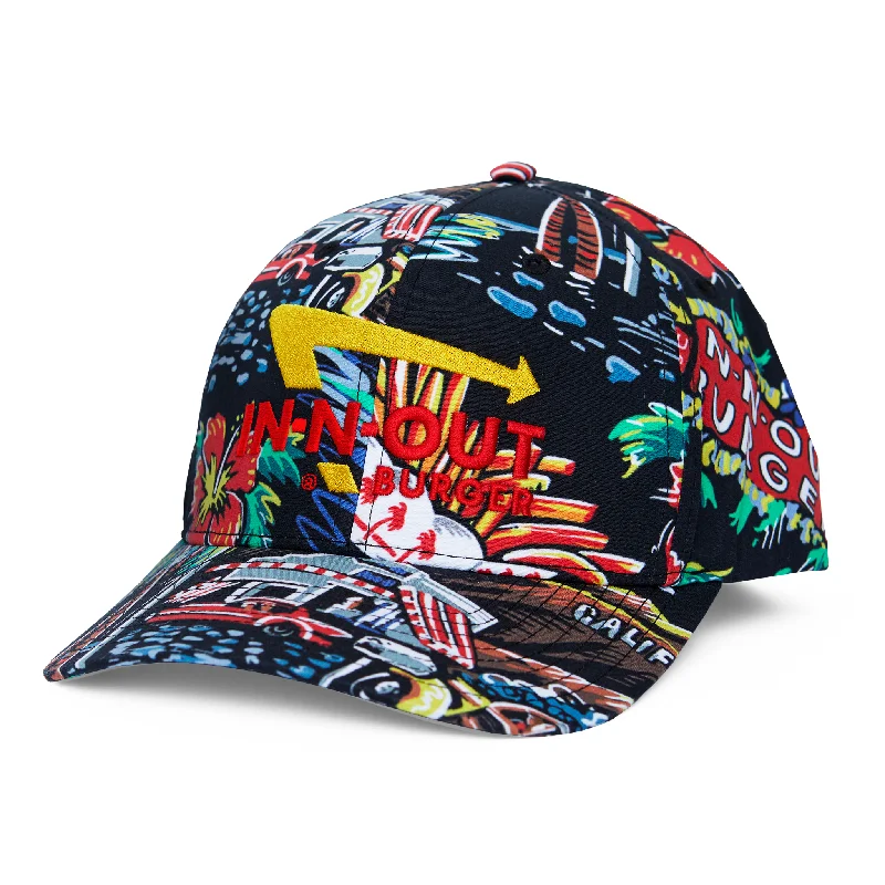 Neon graphic cap for eye-catching night runs -Vintage Hawaiian Hat