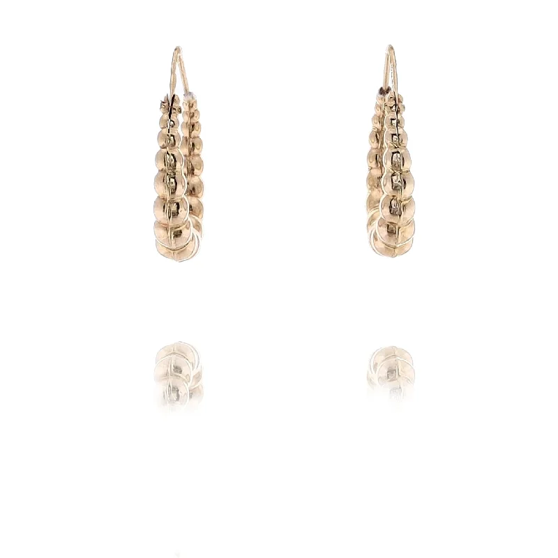 Drop Earrings for Graduation Day -Feminine drop earrings with lace designs -Estate 18 Karat Yellow Gold Tapered Scallop Hoop Earrings