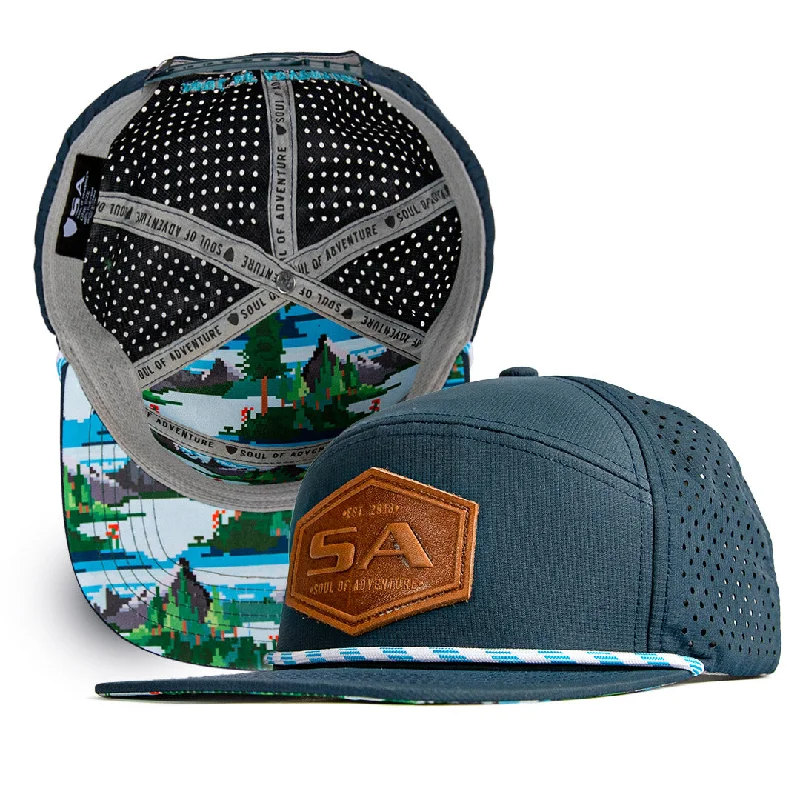 Vintage washed cap for faded cool look -Performance Flat Bill Snapback | Blue | Alpine Digi