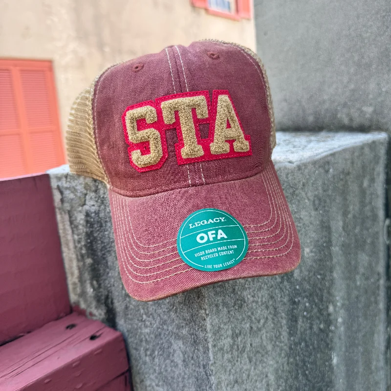 Trucker cap with funny slogan prints -Crimson STA Patch Trucker Hat