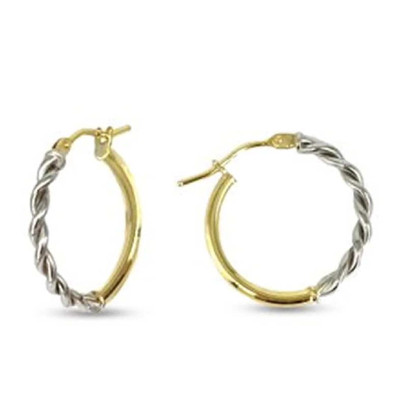 Screw Back Drop Earrings for Security -Drop earrings with textured metal for a modern look -10K Two Tone Gold Kid's Twist Hoop Earrings