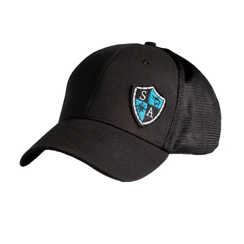 Minimalist cap for sleek simple style -Stretch Fit Hat | Blk/Blk | SA Blue Shield