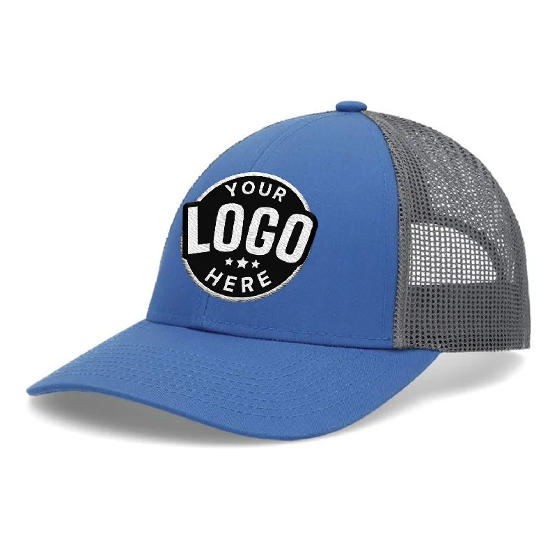 Embroidered cap with personalized name design -Custom Embroidered Pacific Headwear P114 Low-Pro Trucker Cap - Flat Embroidery