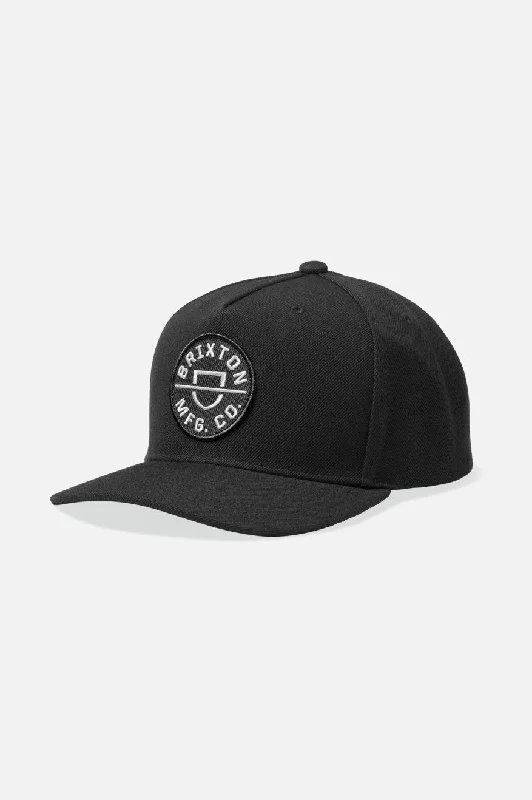 Casual denim cap for laid-back vibes -Crest Netplus Snapback - Black