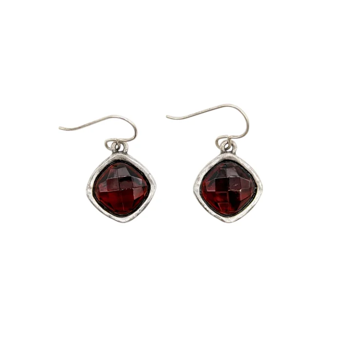 Drop Earrings with Keyhole Designs -Drop earrings with amethyst stones for a touch of color -Ruby Hailstone Earrings by Patricia Locke