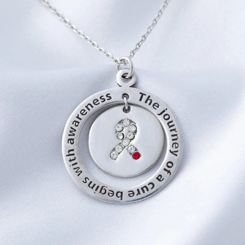 Unique necklaces and pendants with tree of life motifs for nature-inspired elegance-Diabetes Awareness Pewter Necklace