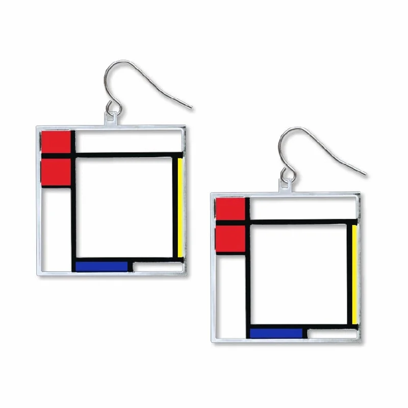 Drop Earrings for Gym Workout -Drop earrings with mixed metals for a unique contrast -Mondrian Composition Earrings