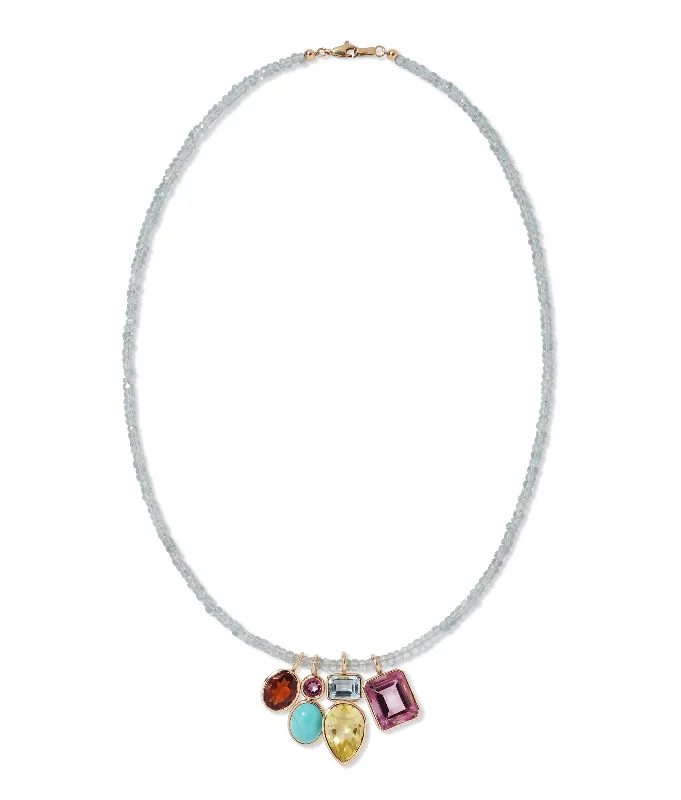 Necklaces and pendants with lock and key designs for a symbolic gesture-Fine Mood Charm Necklace in Aquamarine Oasis