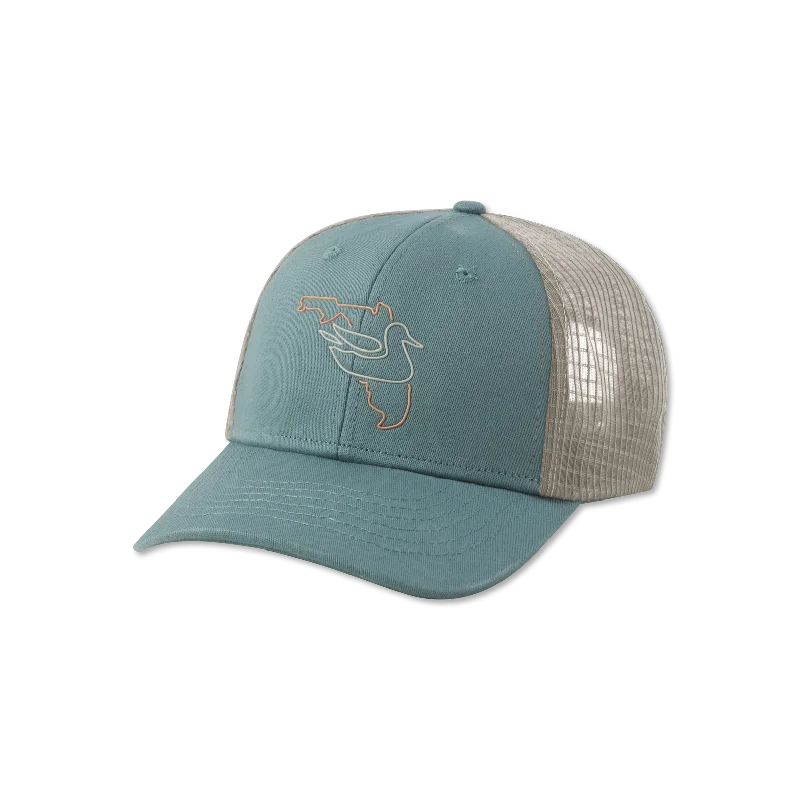 Washed cap with soft vintage feel -Trucker Hat - Original Outline - Florida