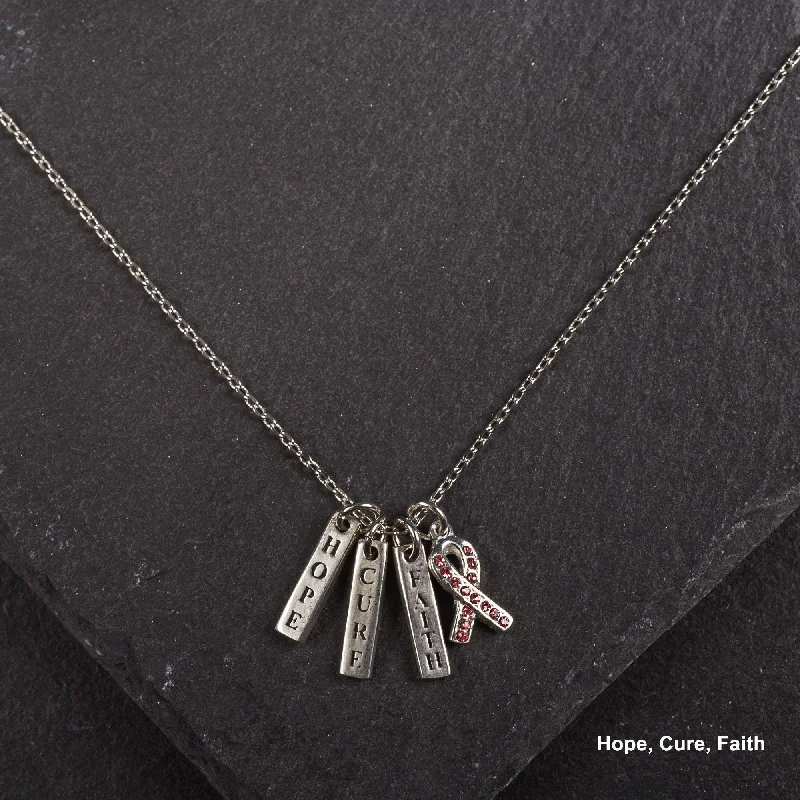 Stylish necklaces and pendants with diamonds for a glamorous and elegant look-Hope, Cure, Faith Necklace!